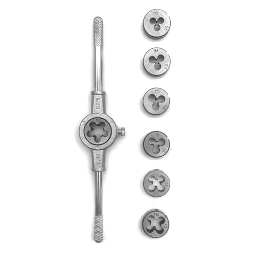 Gvvsjgdbis Metrisches Handgewindebohrer und Schneideisen-Set, M3-Schraubengewinde, Dübel, gerade, Kegelreibahle, Werkzeug, Schrauben-Set, Handwerkzeug, 8-teilig von Gvvsjgdbis