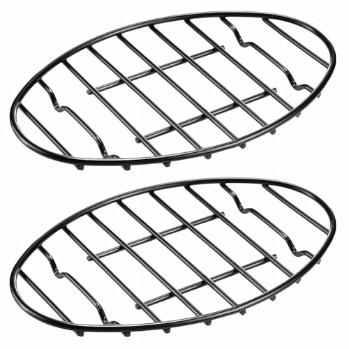 Gvvsjgdbis Ovaler Bräter, 30,5 cm, schwarzes Kühlgitter mit integrierten Füßen, antihaftbeschichtet, ideal zum Backen, 2 Stück von Gvvsjgdbis