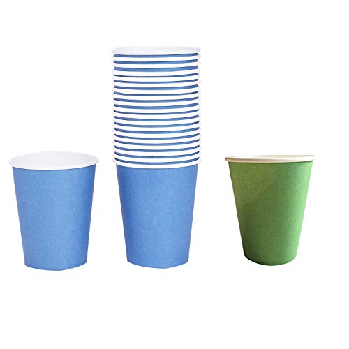 Gvvsjgdbis Pappbecher (266 ml), einfarbig, für Geburtstag, Catering, Blau und Grün, 40 Stück von Gvvsjgdbis