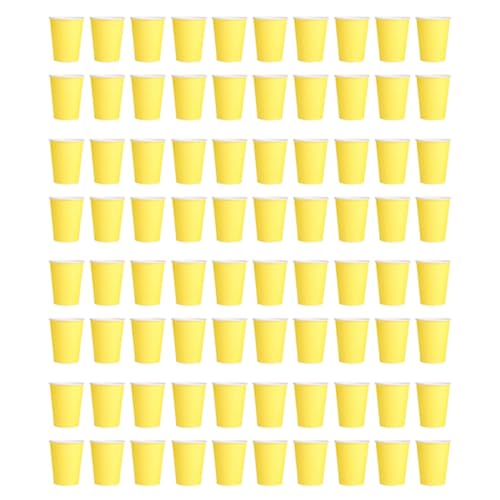 Gvvsjgdbis Pappbecher (266 ml), einfarbig, für Geburtstag, Catering, Gelb, 80 Stück von Gvvsjgdbis
