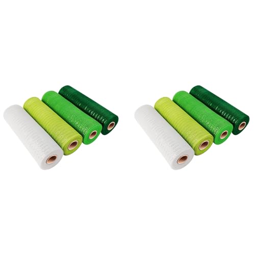 Gvvsjgdbis Poly-Mesh-Band zum 's Day, 8 Rollen, Grün-Weißes Band mit Verdrahtetem, 25,4 x 9 M, Poly-Deco-Mesh-Band Gvvsjgdbis Poly-Mesh-Band zum 's Day, 8 Rollen, Grün-Weißes Band mit Verdrahtetem, 25,4 x 9 M, Poly-Deco-Mesh-Band von Gvvsjgdbis