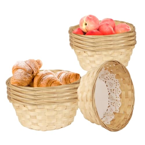 Gvvsjgdbis Runde kleine Geschenkkörbe, 20 x 20 x 8 cm, Bambus-Brotkörbe zum Servieren, Obstkörbe, Lebensmittelkörbe, 10 Stück von Gvvsjgdbis