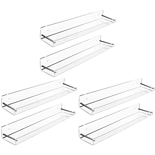 Gvvsjgdbis Schweberegale aus Acryl, 38,1 x 8,2 cm (L x B), transparentes Badezimmer-Wandregal, Bücherregale, Display für Büro, 6 Stück von Gvvsjgdbis