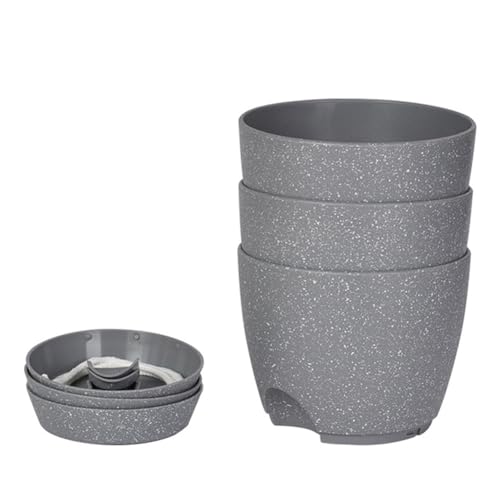 Gvvsjgdbis Selbstbewässernde Töpfe für Zimmerpflanzen, Blumentöpfe mit Drainagelöchern und Dochtseil, einfache Installation, Grau, 3 Stück Gvvsjgdbis Selbstbewässernde Töpfe für Zimmerpflanzen, Blumentöpfe mit Drainagelöchern und Dochtseil, einfache Installation, Grau, 3 Stück von Gvvsjgdbis