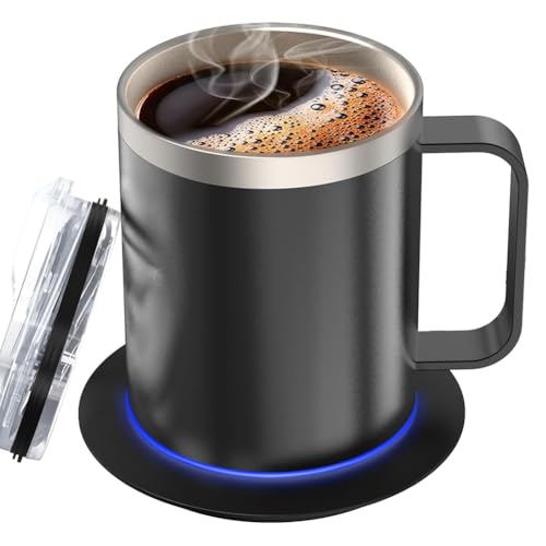 Gvvsjgdbis Selbstheizende Kaffeetasse, doppellagig, 304 Edelstahl, Getränketassen-Heizkörper mit Tassen-Set für Schreibtisch, Heimbüro von Gvvsjgdbis