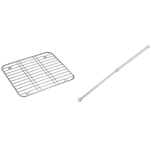 Gvvsjgdbis Teleskopstange Duschstange Duschvorhangstange Teleskopstange Dusche Weiß 30-50cm mit Edelstahl Spülbecken Abtropfgestell Gvvsjgdbis Teleskopstange Duschstange Duschvorhangstange Teleskopstange Dusche Weiß 30-50cm mit Edelstahl Spülbecken Abtropfgestell von Gvvsjgdbis