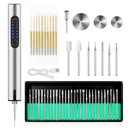 Gvvsjgdbis Wiederaufladbarer USB-Gravierstift, tragbarer DIY-Handbohrer für Schmuckherstellung, Metall, Holz, Stein, Kunststoff, Glas, grau von Gvvsjgdbis