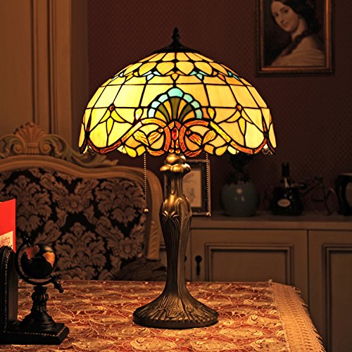 FVLFIL 16-Inch Barock europäische Tiffany Tischlampe Schlafzimmerlampe Nachttischlampe von Gweat Tiffany
