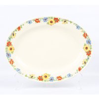 1940Er Knowles Platter Edwin M. China Co. "Hoboress" -Form., Rot, Gelb, Blaugrün, 1930Er Jahre Blumenrand. Ausgezeichnet Vtg Zustand von GwendalysaArts