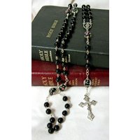 Rosenkranz Aus Schwarzem Onyx Und Lampwork Glas - R003 Rosenkranz Aus Schwarzem Onyx Und Lampwork Glas - R003 von Gwendysgems