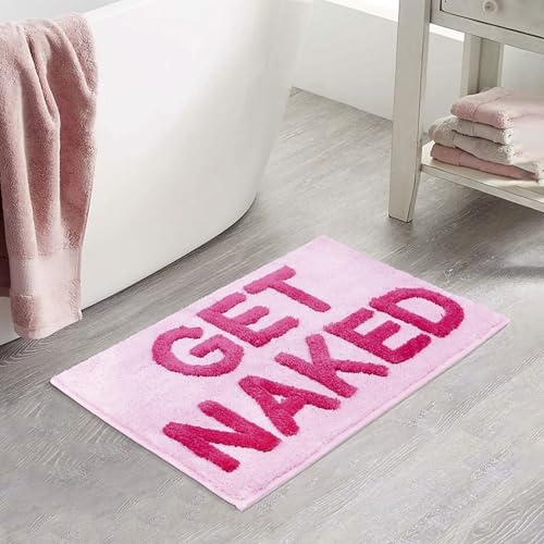 Gwezmxs Get Naked Bath Mat, rutschfeste Teppich - Rosa, 40 x 60 cm von Gwezmxs
