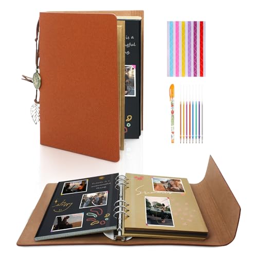 Gwezmxs Fotoalbum zum Einkleben, PU Leder DIY Fotobuch zum Selbstgestalten, Scrapbook Album, Personalisiert Selbstklebende Fotoalben Erinnerungsalbum, Photo Album von Gwezmxs