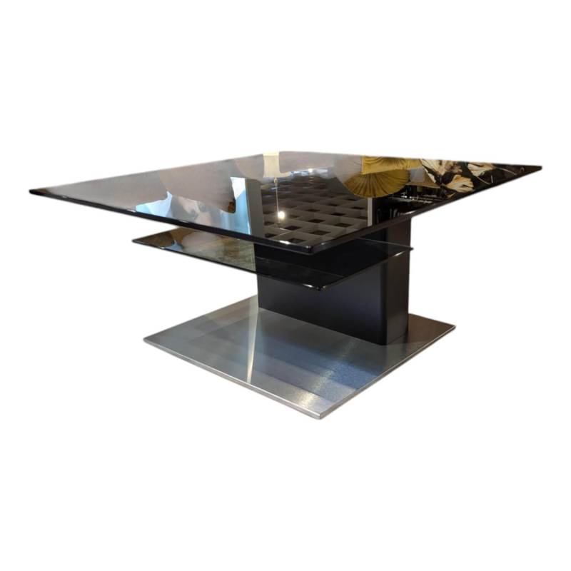 Couchtisch CT409-85 Tischplatte Glas Schwarz Säule Lack Seidenmatt Anthrazit Und... von Gwinner