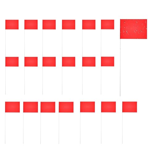 20 Stück Red Markierungsfahnen Für Rasen, 53 Cm Markierung Rasenfahnen Landschaft Flags Markierfahnen Survey Flaggen Bewässerungsflaggen Für Bewässerung, Sprinkler, Boden, Garten von Gwtdtoad
