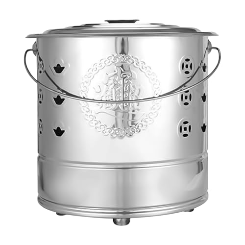 Gwtdtoad Brennfaesser Fuer Draussen,Edelstahl Verbrenner Ofen Kanister - Festliches Behältnis Mit Deckel Für Rituale Beerdigung Qingming Fest von Gwtdtoad
