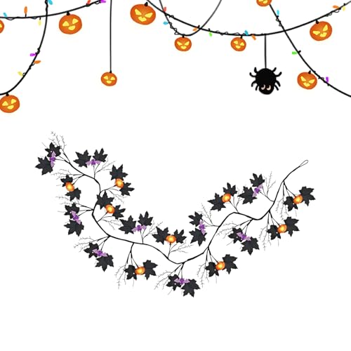 Gwtdtoad Halloween Ranken Ketten | Batteriebetriebene Kürbis Ranken | 8 Beleuchtungsmodi Gruselige Rankengirlande Für Wohnzimmer Terrasse Spiegel Treppe Garten Balkon Fenster von Gwtdtoad