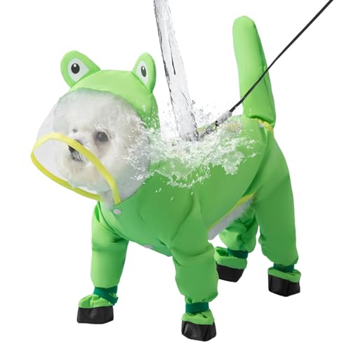 Gwtdtoad Regenjacke Für Hunde - wasserdichte Regenjacke Für Mittelgroße Hunde - mit reflektierenden Streifen & Pfotenschutz für kleine bis mittlere bei Spaziergängen, Schnee, Kälte und Regen von Gwtdtoad