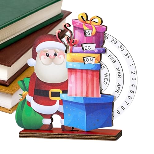 Gwtdtoad Tisch Adventskalender | Weihnachten Drehbarer Holz Countdown Kalender,Tischdekoration Für Wohnung Hotel Klassenzimmer von Gwtdtoad