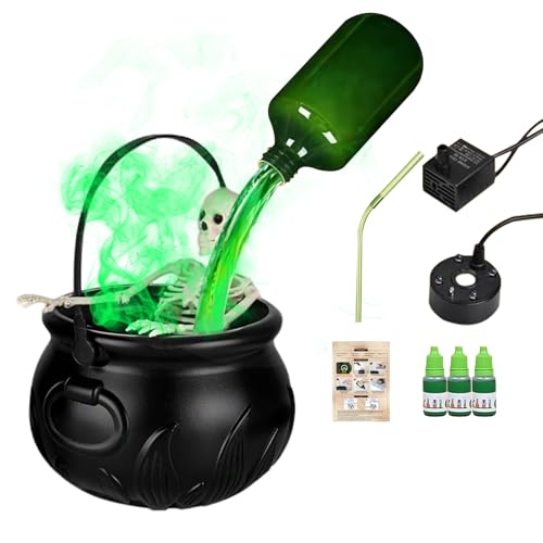 Halloween Deko Hexenkessel Dekorativer Schwimmender Dampf-Effekt Hexenglas Mit Sprudelnden Trankflaschen,Totenkopfhalter Und Diffusor, Kesseldiffusor Für Tisch, Kamin Und Küche 19,5 Cm/25 cm Halloween Deko Hexenkessel Dekorativer Schwimmender Dampf-Effekt Hexenglas Mit Sprudelnden Trankflaschen,Totenkopfhalter Und Diffusor, Kesseldiffusor Für Tisch, Kamin Und Küche 19,5 Cm/25 cm von Gwtdtoad