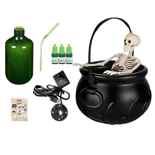 Halloween Deko Hexenkessel Dekorativer Schwimmender Dampf-Effekt Hexenglas Mit Sprudelnden Trankflaschen,Totenkopfhalter Und Diffusor, Kesseldiffusor Für Tisch, Kamin Und Küche 19,5 Cm/25 cm Halloween Deko Hexenkessel Dekorativer Schwimmender Dampf-Effekt Hexenglas Mit Sprudelnden Trankflaschen,Totenkopfhalter Und Diffusor, Kesseldiffusor Für Tisch, Kamin Und Küche 19,5 Cm/25 cm von Gwtdtoad