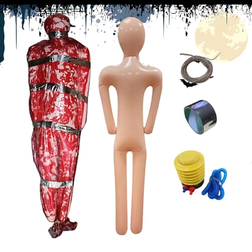 Halloween Hängende Leiche Halloween Aufblasbare Leiche Halloween Deko Leichensack Requisiten Halloween Leichensack Set Mit Luftpumpe Für Den Hof, Aufblasbare Halloween-Körper-Requisite von Gwtdtoad