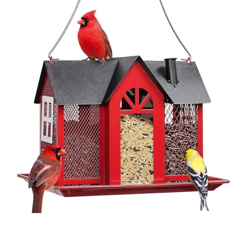 Hausform Vogelfutterhaus Futterhaus Für Vögel Vogelfutterspender Mit 3 Fächern, Vogelfutterstation Zum Aufhängen Futterspender Wildvögel Futterstationen Für Finken, Kardinäle, Meisen, Wetterfest von Gwtdtoad