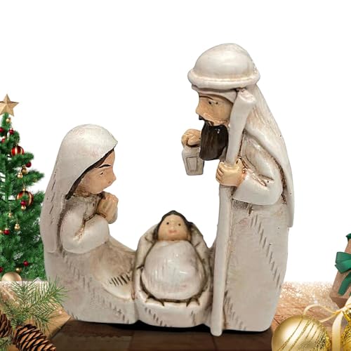 Krippenfiguren Weihnachtskrippe Figuren Aus Harz, Katholischer Christlicher Heiliger Vater, Jungfrau Und Kind Ornamente, Nativity Figurine Dekofiguren Für Den Urlaub,Heimdekoration 5,2x2x6 Cm von Gwtdtoad