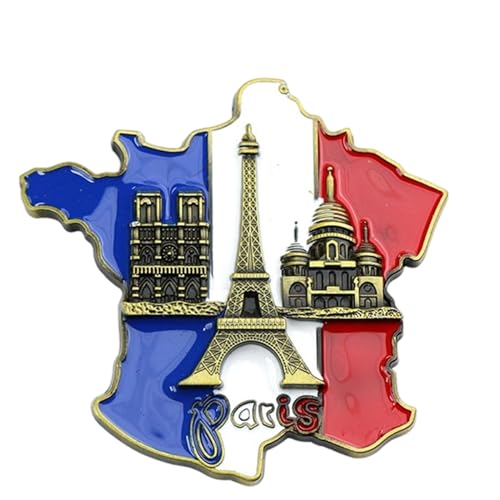 Paris Architektur Frankreich Magnete, Metall Kühlschrankmagnet Mit DREI Großen Gebäuden In Frankreich Auf Der Karte, Kühlschrank Aufkleber Für Eisen Oder Jede Magnetische Oberfläche 6x9cm von Gwtdtoad