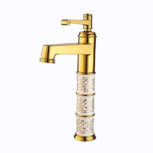 Wasserhahn Bad Waschtischarmatur, Moderner Messing Waschtischmischer Armatur Kaltes Und Heißes Wasser Vorhanden, Geeignet Für Badezimmer Und Waschbecken, Einhandmischer Waschtischarmaturen, Golden von Gx