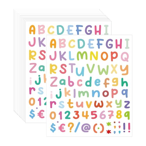 Gxdamxz Buchstaben Aufkleber, Klebebuchstaben Alphabet Sticker Selbstklebende Schrift Klebe Bunt, Buchstabensticker, 10 Blätter von Gxdamxz