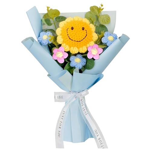 Gxdamxz Gehäkelte Blumen, Häkelblumen Künstlicher Handgefertigter Smiley Sonnenblumenstrauß, Blau Gxdamxz Gehäkelte Blumen, Häkelblumen Künstlicher Handgefertigter Smiley Sonnenblumenstrauß, Blau von Gxdamxz