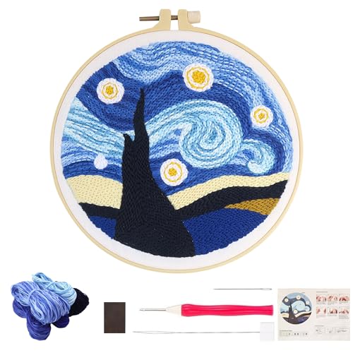 Gxdamxz Punch Needle Set Anfänger mit Hoop für Dekoration & Geschenk, Sternenhimmel von Gxdamxz