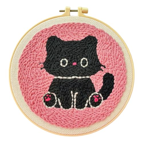 Gxdamxz Punch Needle Set Anfänger mit Hoop für Geschenk & Dekoration, Cross Stitch Kit, Katze Gxdamxz Punch Needle Set Anfänger mit Hoop für Geschenk & Dekoration, Cross Stitch Kit, Katze von Gxdamxz