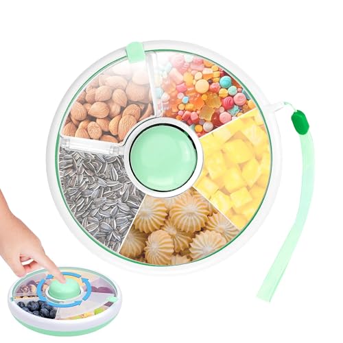 Gxdamxz Snackdose mit Fächern, Snack Spinner Snackbox mit Deckel & Griff für Nüsse Obst, Grün, 18x18cm von Gxdamxz