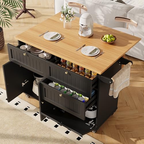 Gxffipw Küchenwagen 133x37.3-70x88 cm mit Klappbare Arbeitsplatte und 2 Schublade, Küchenwagen mit Rollen und Doppelseitigen Ablageflächen, Kücheninsel Buffetschrank mit 2 Türen, Küchenmöbel, Schwarz Gxffipw Küchenwagen 133x37.3-70x88 cm mit Klappbare Arbeitsplatte und 2 Schublade, Küchenwagen mit Rollen und Doppelseitigen Ablageflächen, Kücheninsel Buffetschrank mit 2 Türen, Küchenmöbel, Schwarz von Gxffipw
