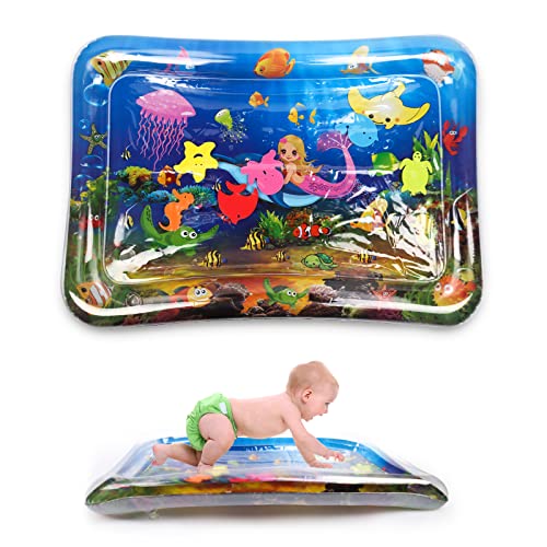 Gxhong Baby Aufblasbare Spielmatten, Wassermatte Baby wassergefüllte Spielmatte Wasserspielmatte Spielzeug Aufblasbare Wassermatte Baby-Wassermatte, Baby-Spielzeug für ab 3 6 9 Monate, 67 x 47 cm,Blau von Gxhong