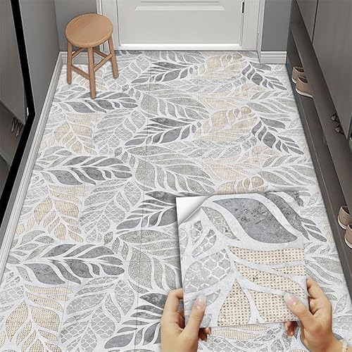 Fliesenaufkleber Graue Blätter Küchenrückwand,Wasserdicht Ölfest ​Klebefliesen Küche Fliesenaufkleber Bad,Fliesenfolie 3D Wandpaneele Selbstklebend 10 PC(20x20cm) von Gxllhh