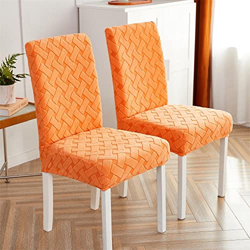 Stuhlhussen 2er Set Orange Gitter Stretch Stuhlbezug,Abnehmbare Waschbar Stuhlhussen Schwingstühle, Hussen Für Stühle,Spandex Stuhlbezüge Für Hotel, Küche Stuhlhussen 2er Set Orange Gitter Stretch Stuhlbezug,Abnehmbare Waschbar Stuhlhussen Schwingstühle, Hussen Für Stühle,Spandex Stuhlbezüge Für Hotel, Küche von Gxllhh
