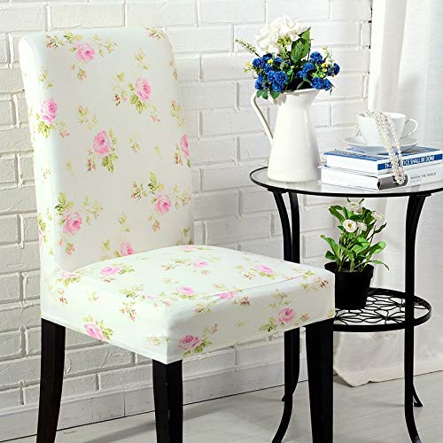 Stuhlhussen 2er Set Rosa Blumen Stretch Stuhlbezug,Abnehmbare Waschbar Stuhlhussen Schwingstühle, Hussen Für Stühle,Spandex Stuhlbezüge ​Für Hotel, Küche von Gxllhh