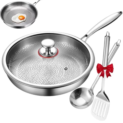 Gyagalre Gehämmerte Titanpfanne Pro mit Deckel, Reines Titan, heizt schnell auf, gart gleichmäßig, extrem hitzebeständig (L: 28 cm) von Gyagalre
