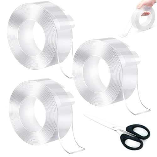 Gyagalre Transparent Magic Nano Tape Double Sided Grip Reusable Home Tape Traceless Glue, 3.28/6.56/9.84/13.12/16.4 FT Double Sided Mounting Tape Heavy Duty (3 M) von Gyagalre
