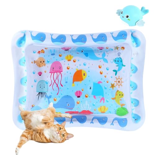 Gyagalre Wassermatte Katze, Wasserspielmatte Katze, Spielmatte Mit Wassersensor, Sensor-Wasserspielmatte Für Katzen (Whale) von Gyagalre
