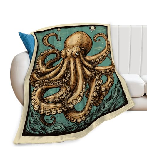 Oktopus-Decke, Ozean-Oktopus-Überwurfdecke, nautische Marine-Geschenke, Decken, Fleece-Flanell-Plüsch für Mädchen, Damen, Herren, Jungen, Liebhaber, Erwachsene, weiche Bettwäsche, Geschenk für Sofa Oktopus-Decke, Ozean-Oktopus-Überwurfdecke, nautische Marine-Geschenke, Decken, Fleece-Flanell-Plüsch für Mädchen, Damen, Herren, Jungen, Liebhaber, Erwachsene, weiche Bettwäsche, Geschenk für Sofa von Gyejip