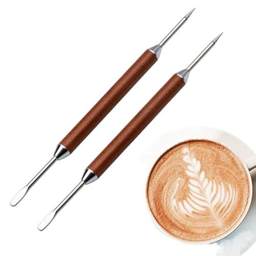 2 Stück Latte-Kunst-Stift, Latte-Art, Latte-Stift, Barista-Werkzeuge, Latte-Kunst-Werkzeuge, Edelstahl-Kaffee-Zeichenwerkzeug mit Holzgriff, Barista-Espresso, Kaffee, Latte-Kunst-Werkzeug, Zubehör 2 Stück Latte-Kunst-Stift, Latte-Art, Latte-Stift, Barista-Werkzeuge, Latte-Kunst-Werkzeuge, Edelstahl-Kaffee-Zeichenwerkzeug mit Holzgriff, Barista-Espresso, Kaffee, Latte-Kunst-Werkzeug, Zubehör von Gyinere