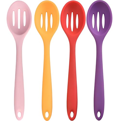 4 x Schlitzlöffel zum Kochen, Silikon-Schlitzlöffel, Silikon-Schlitzlöffel zum Kochen, Backen, Rühren, Abtropfwerkzeug, rutschfester Griff, BPA-frei, spülmaschinenfest. 4 x Schlitzlöffel zum Kochen, Silikon-Schlitzlöffel, Silikon-Schlitzlöffel zum Kochen, Backen, Rühren, Abtropfwerkzeug, rutschfester Griff, BPA-frei, spülmaschinenfest. von Gyinere
