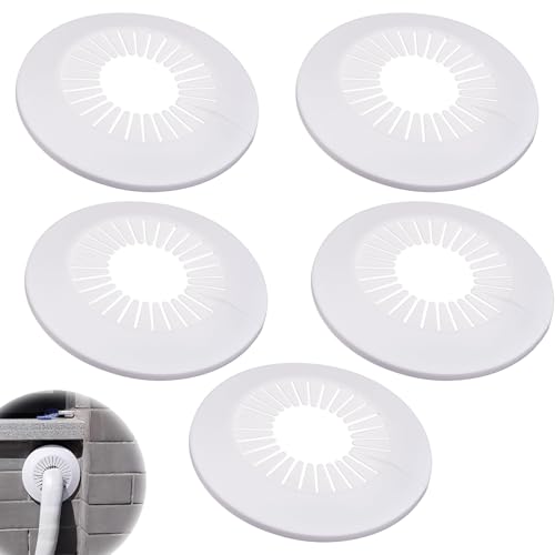 Sanitär-Abdeckplatten, Rohrabdeckungen für Badezimmer, Rohrabdeckungen für innen, Kunststoff-Kühlerrosette, Wasserrohr-Abdeckungen, Plattenflansch-Rohrabdeckungen für Badezimmer, Weiß, 5 Stück von Gyinere