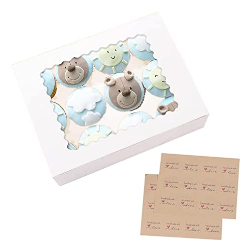 15 Stück Cupcake Muffin Box Patisserieschachteln mit großem Sichtfenster und Einlage(12er) von GylSun