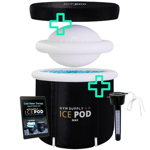 IcePOD MAX Eisbad, Premium-Eisbad, tragbar, Kaltwassertherapie, Training, Erholung, Pod, Outdoor, Erwachsene, Spa, aufblasbar, mit Deckel und Abdeckung, Handtuch und Thermometer Gym Supply Co. von Gym Supply Co.