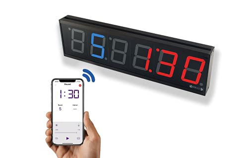 GymNext Flex Timer Wanduhr digital – Heim-Fitnessstudio Edition – Intervall Timer für Fitnesstraining im Fitnessstudio - Steuerung über die Mobile App via Bluetooth – XXL Wanduhr von GymNext