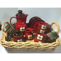 Vintage Winterling Bavaria Steinzeug Kaffee-Set Beinhaltet Kaffeekanne, Milchkännchen Und Covered Sugar, 5 Tassen 6 Untertassen von GypsiesOutWest